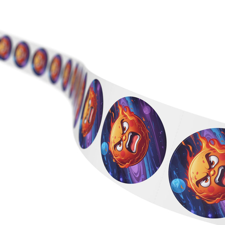 Fiery Cosmic Round Sticker Label Rolls – Durable, Stylish, Space-Themed!