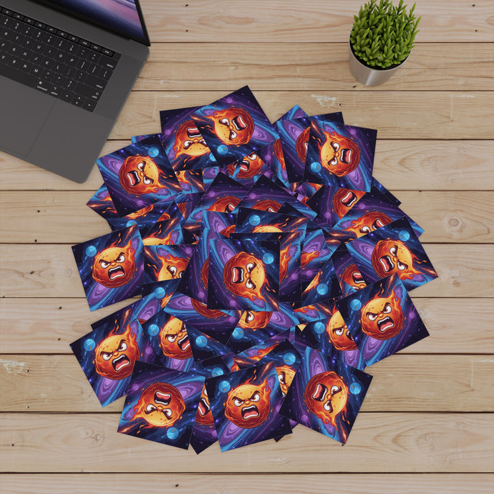 Fiery Cosmic Angry Sun Laminate Square Sticker – Bold, Durable, Vibrant!