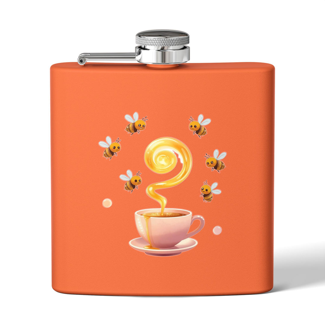 Whimsical Honey Bee 6oz Stainless Steel Flask – Cute Pastel Teacup Gift