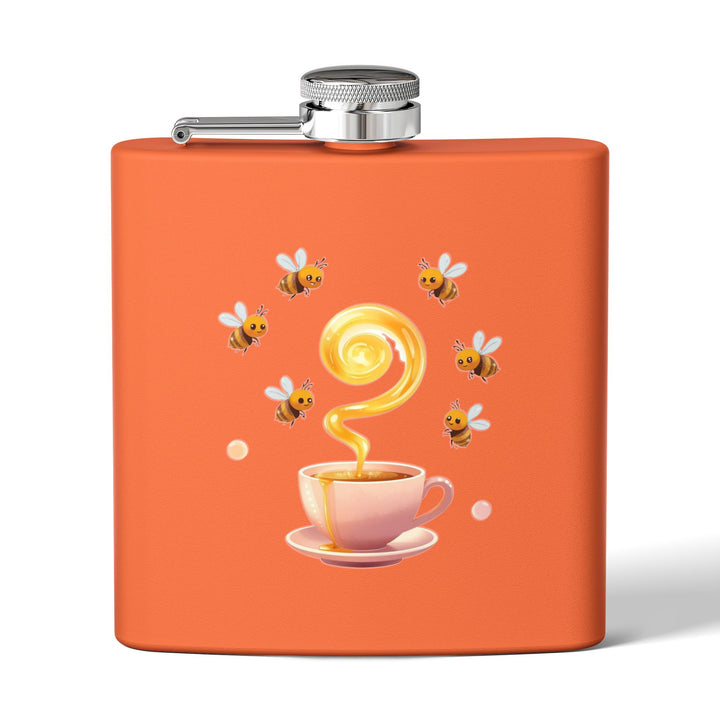 Whimsical Honey Bee 6oz Stainless Steel Flask – Cute Pastel Teacup Gift