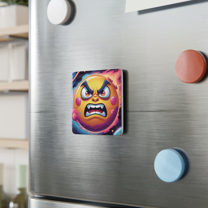 Angry Sun Space Porcelain Magnet – Bold Cartoon Art, Customizable Gift