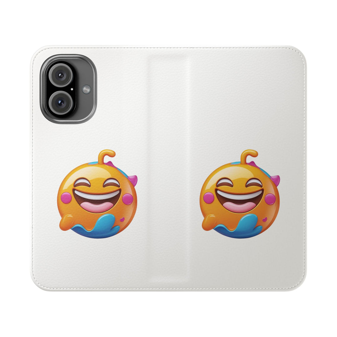 Emoji Joy Premium Flip Case – Fun Vegan Leather Wallet Stand Cover