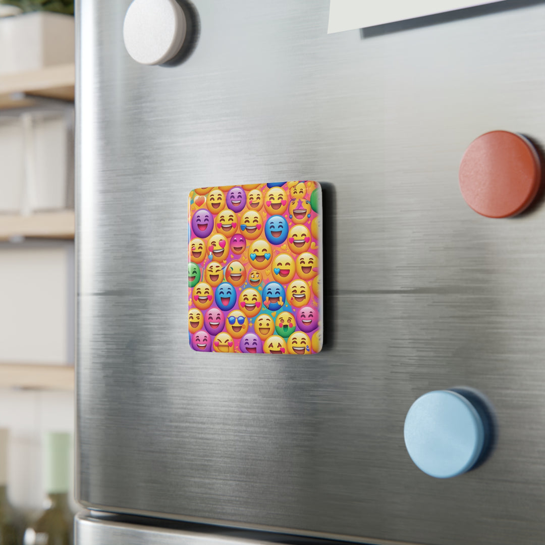Vibrant Emoji Square Porcelain Magnet – Fun, Glossy, Personalized Art