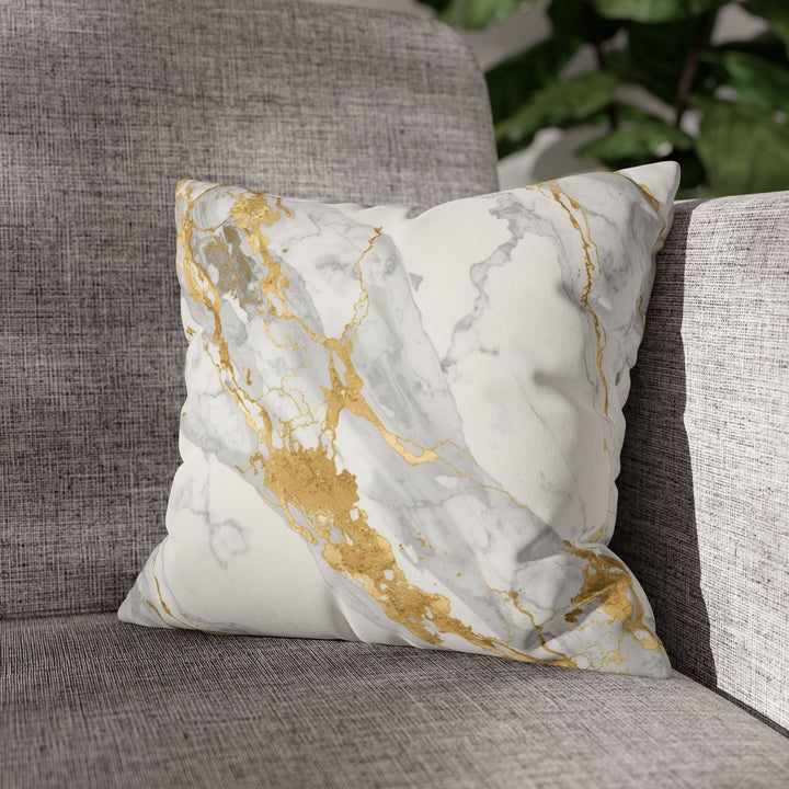 Marble Gold Faux Suede Square Pillowcase – Luxurious Modern Glam Accent