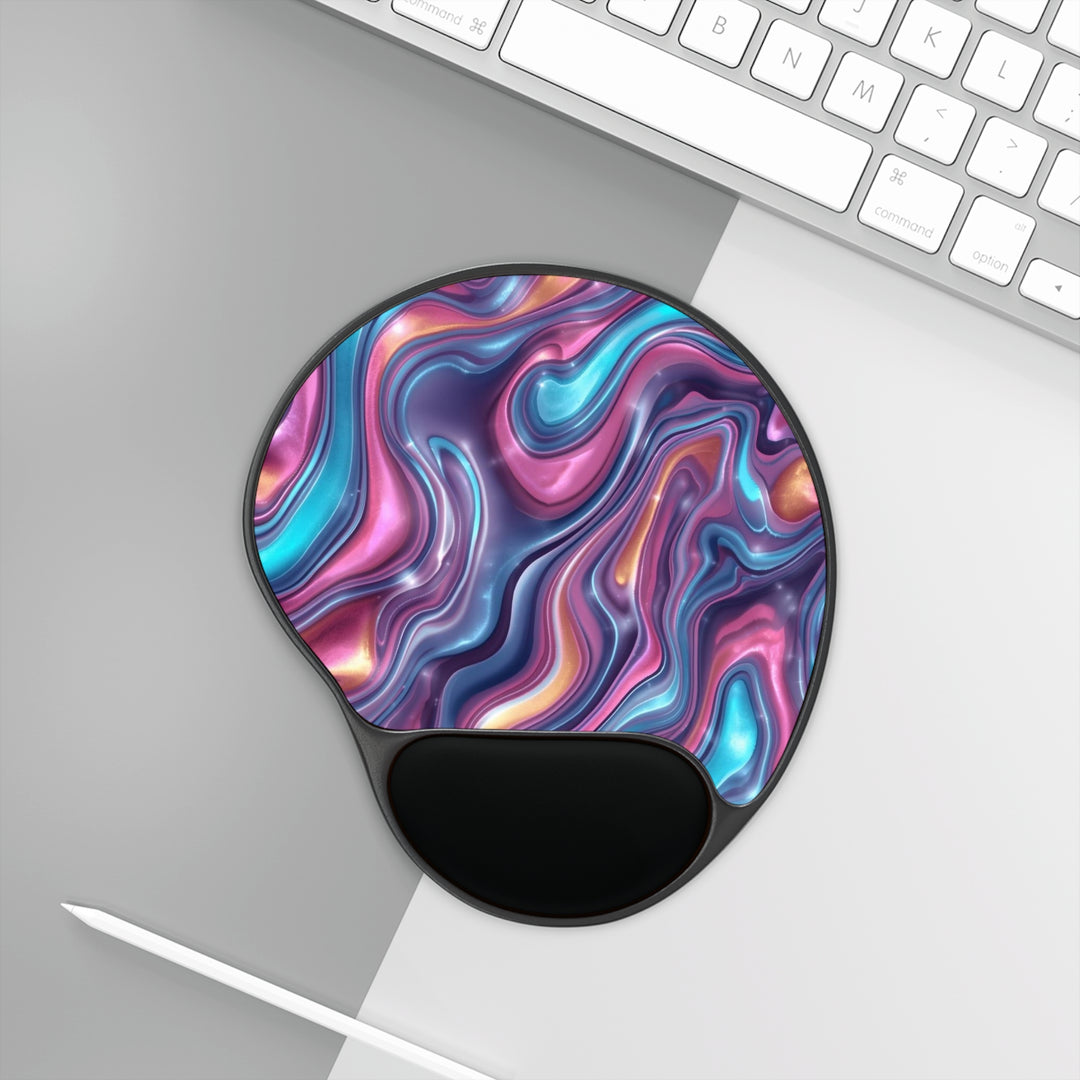 Ergonomic Memory Foam Mouse Pad – Wrist Rest, Vibrant Swirl Design, Modern