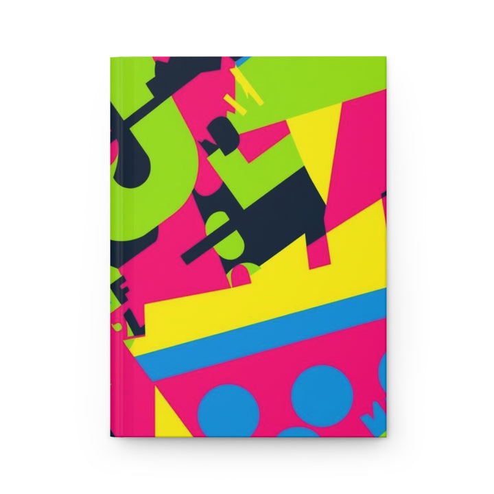 Vibrant Matte Hardcover Journal – Bold Geometric Neon Abstract, Custom Cover