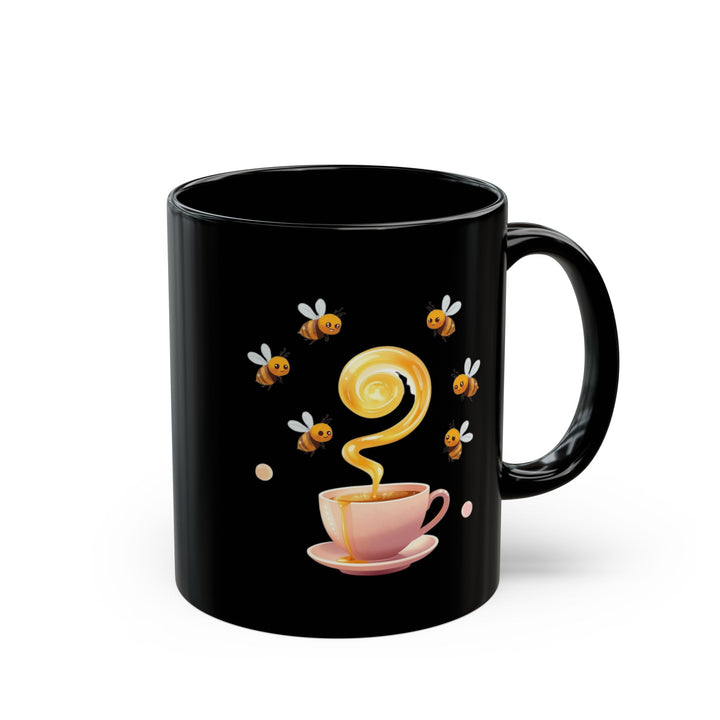 Black Ceramic Mug 11oz/15oz – Cute Bee & Honey Teacup Pastel Gift Cup