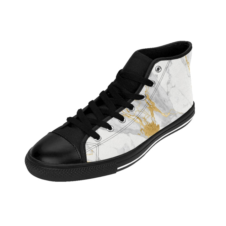 Men’s High-Top Classic Sneakers – Marble Gold Design, Trendy & Comfy