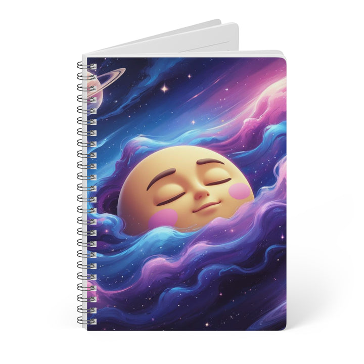 Galaxy Moon A5 Wirobound Notebook – Cute Cosmic Softcover, 150 Pages