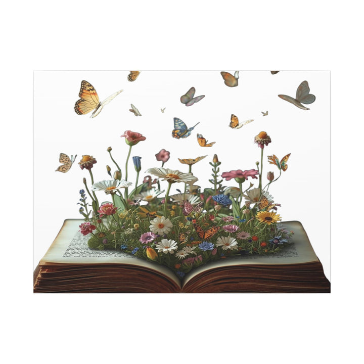 Magical Pop-Up Book Matte Canvas – Whimsical Wildflowers & Butterflies Art