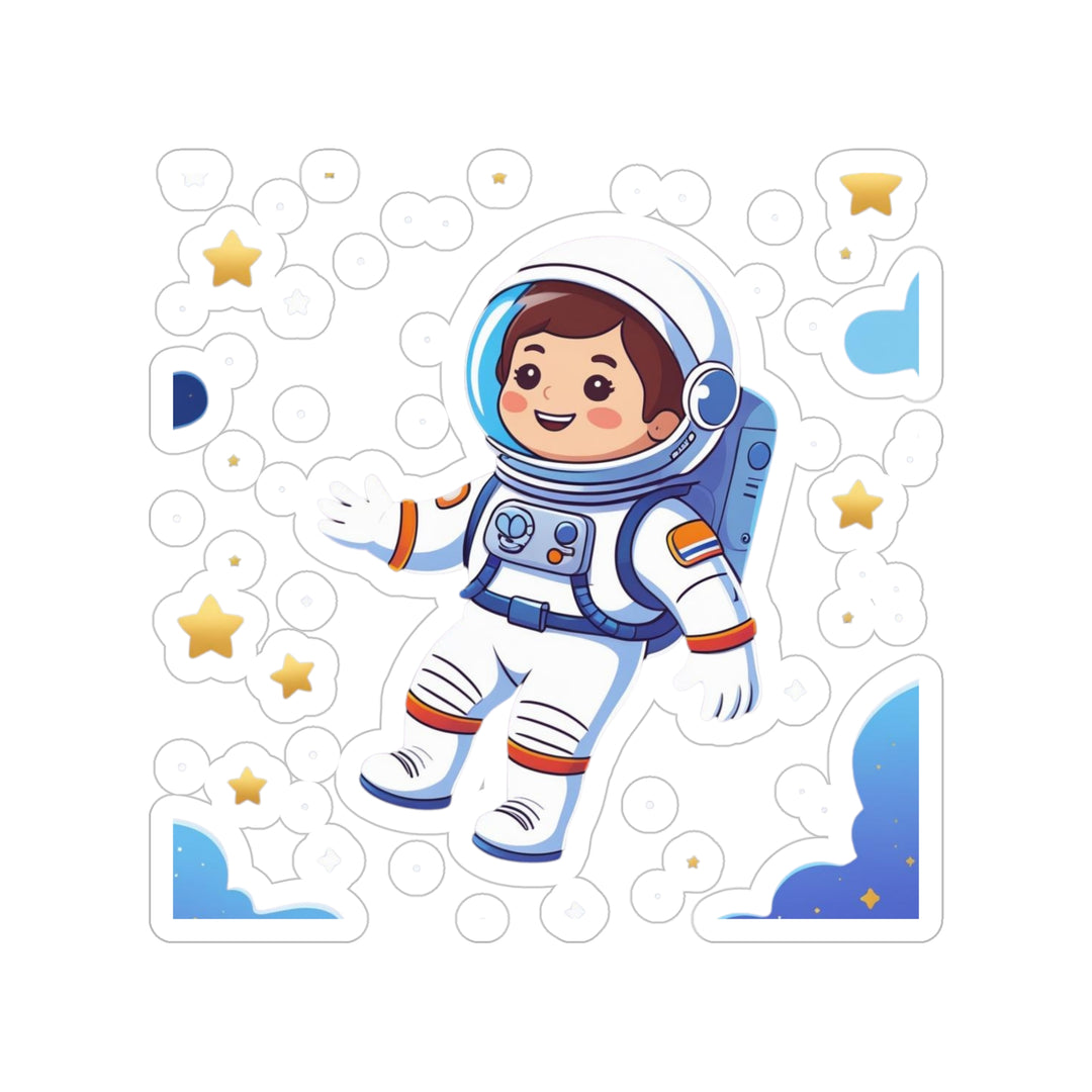 Space Astronaut Transparent Outdoor Die-Cut Sticker – Kid-Friendly, Durable