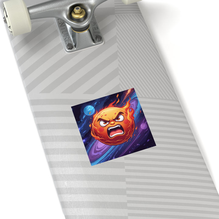 Angry Cosmic Sun Square Sticker – Weatherproof Indoor/Outdoor Vinyl, Customizable