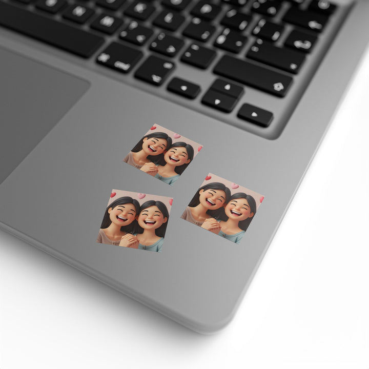 Joyful 3D Cartoon Girls Square Sticker Rolls – Cute, Durable Label Magic