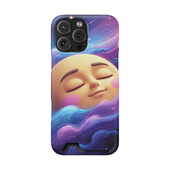 Galaxy Moon Phone Case With Card Holder – Cute Celestial Wallet Case