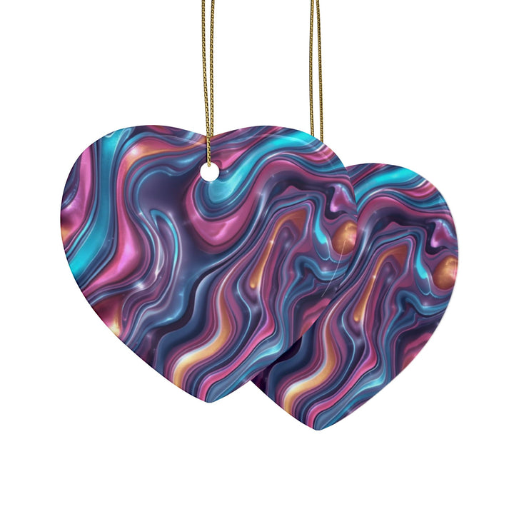 Personalized Abstract Ceramic Ornaments – Iridescent Swirl, Custom Gift Sets