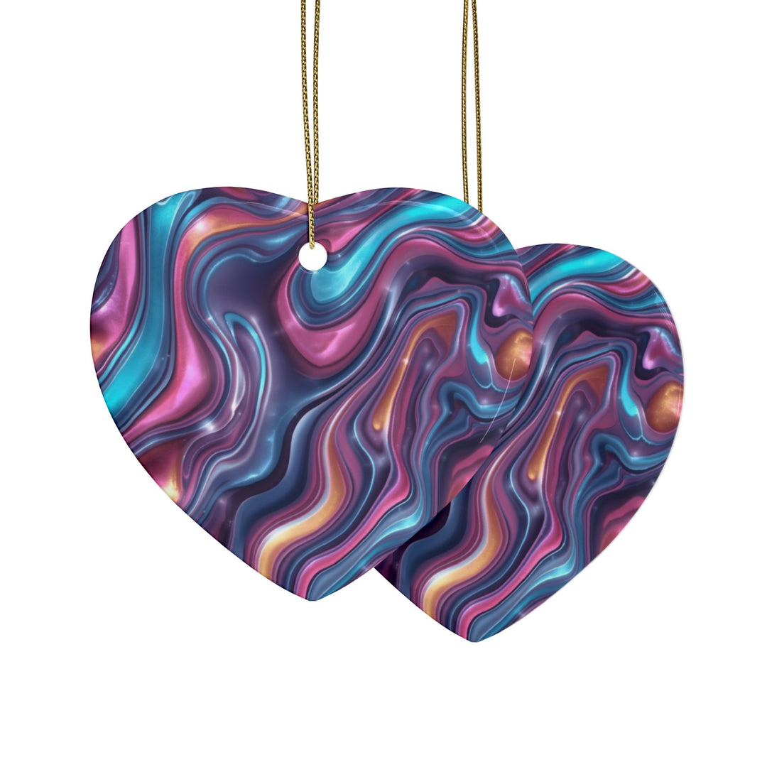 Personalized Abstract Ceramic Ornaments – Iridescent Swirl, Custom Gift Sets