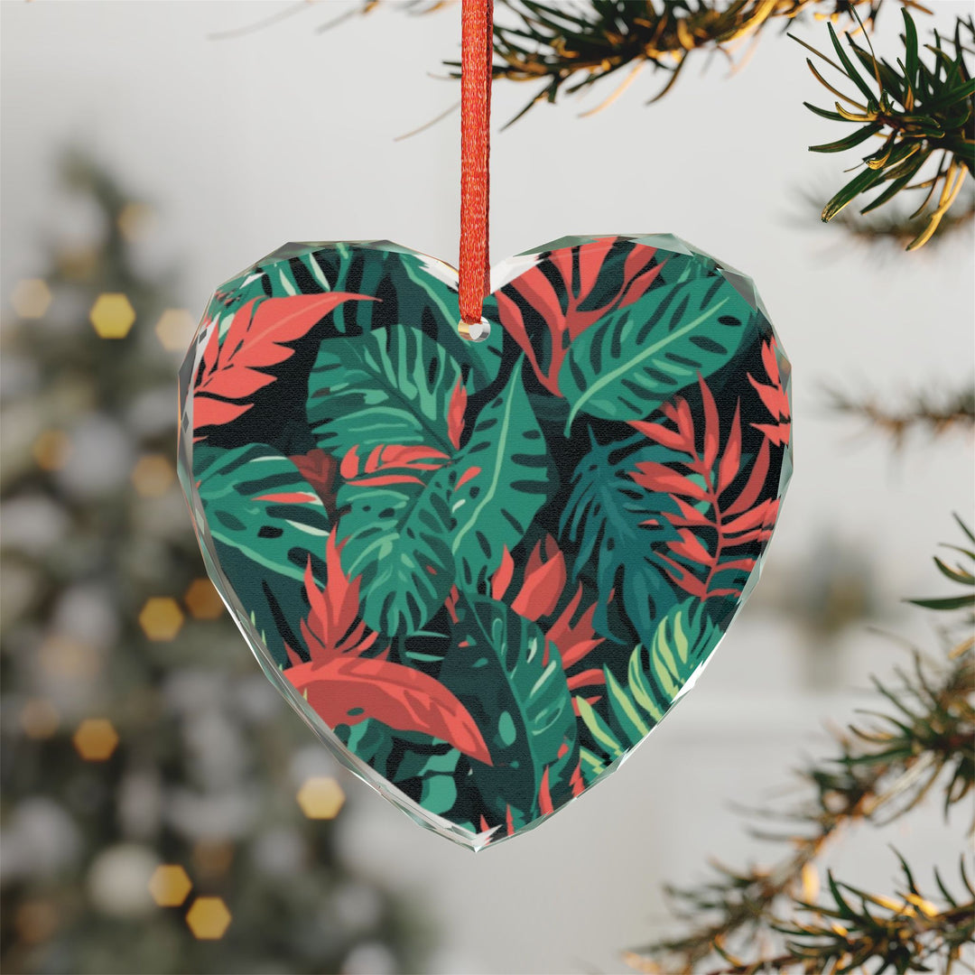 Crystal Glass Ornament – Tropical Leaf Jungle, Modern Vibrant Decor Gift