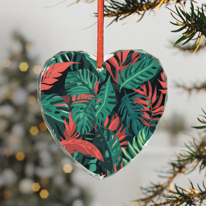 Crystal Glass Ornament – Tropical Leaf Jungle, Modern Vibrant Decor Gift