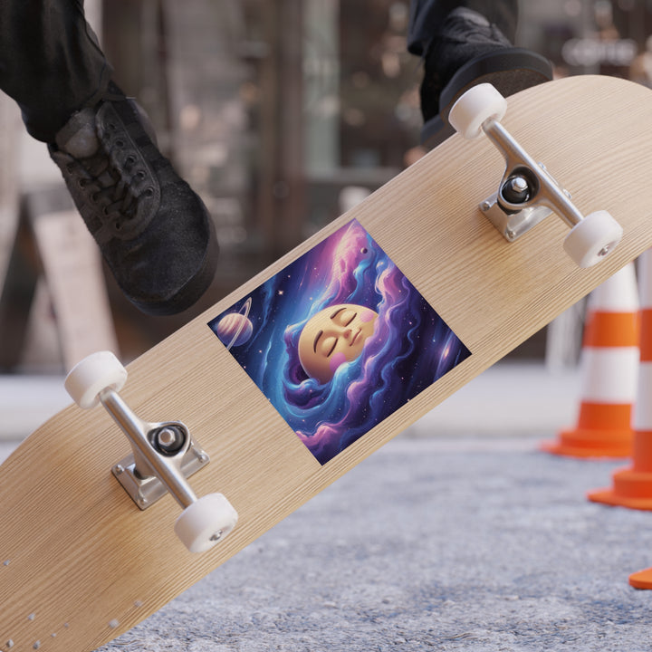 Dreamy Galaxy Moon Face Transparent Outdoor Sticker – Square, Weatherproof