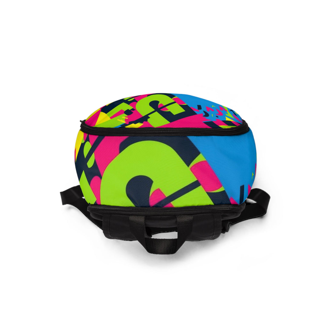 Neon Geo Unisex Waterproof Nylon Backpack – Trendy, Lightweight & Urban