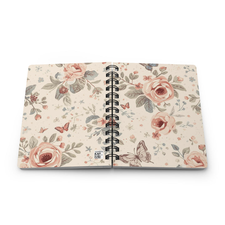 Spiral Bound Floral Journal – Vintage Roses, Pastel Butterflies, Customizable