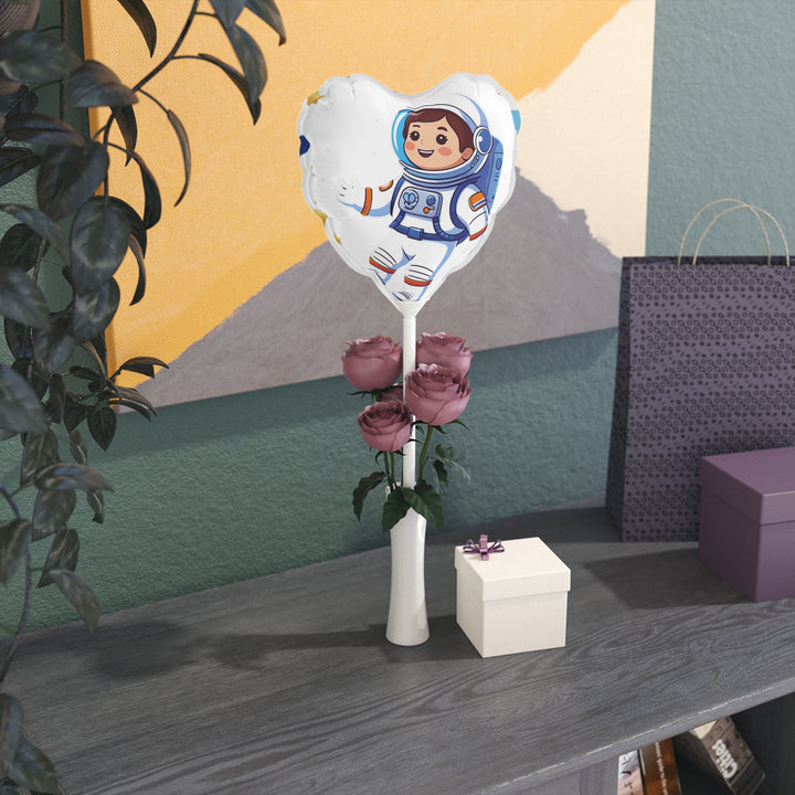 Personalized 6” Space-Themed Balloons – Heart & Round, Astronaut Design