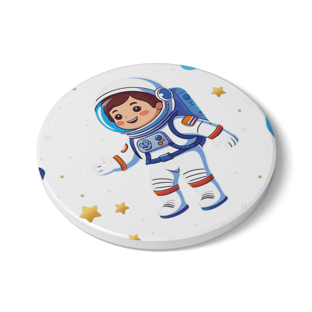 Cartoon Astronaut Ceramic Coaster – Cute Space Kids Decor, Non-Slip, Durable
