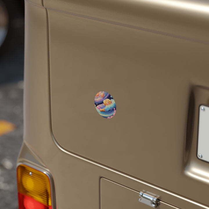 Dreamy Cosmic Baby Round Transparent Outdoor Sticker – Waterproof Vinyl