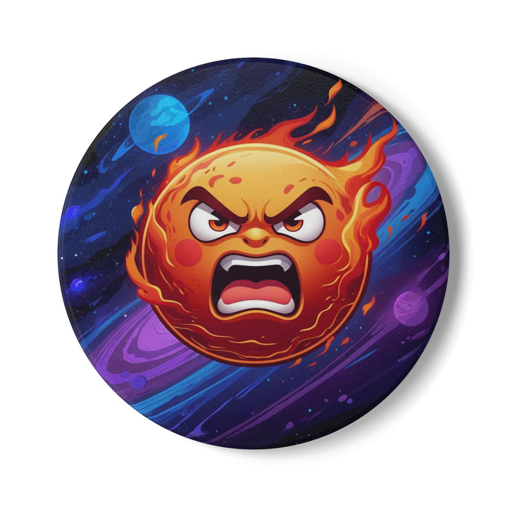 Fiery Cosmic Sun Ceramic Coaster – Bold Space Art, Durable & Stylish