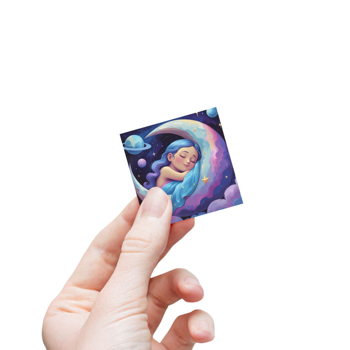 Dreamy Moon Girl Square Sticker Roll – Cute Celestial Custom Labels