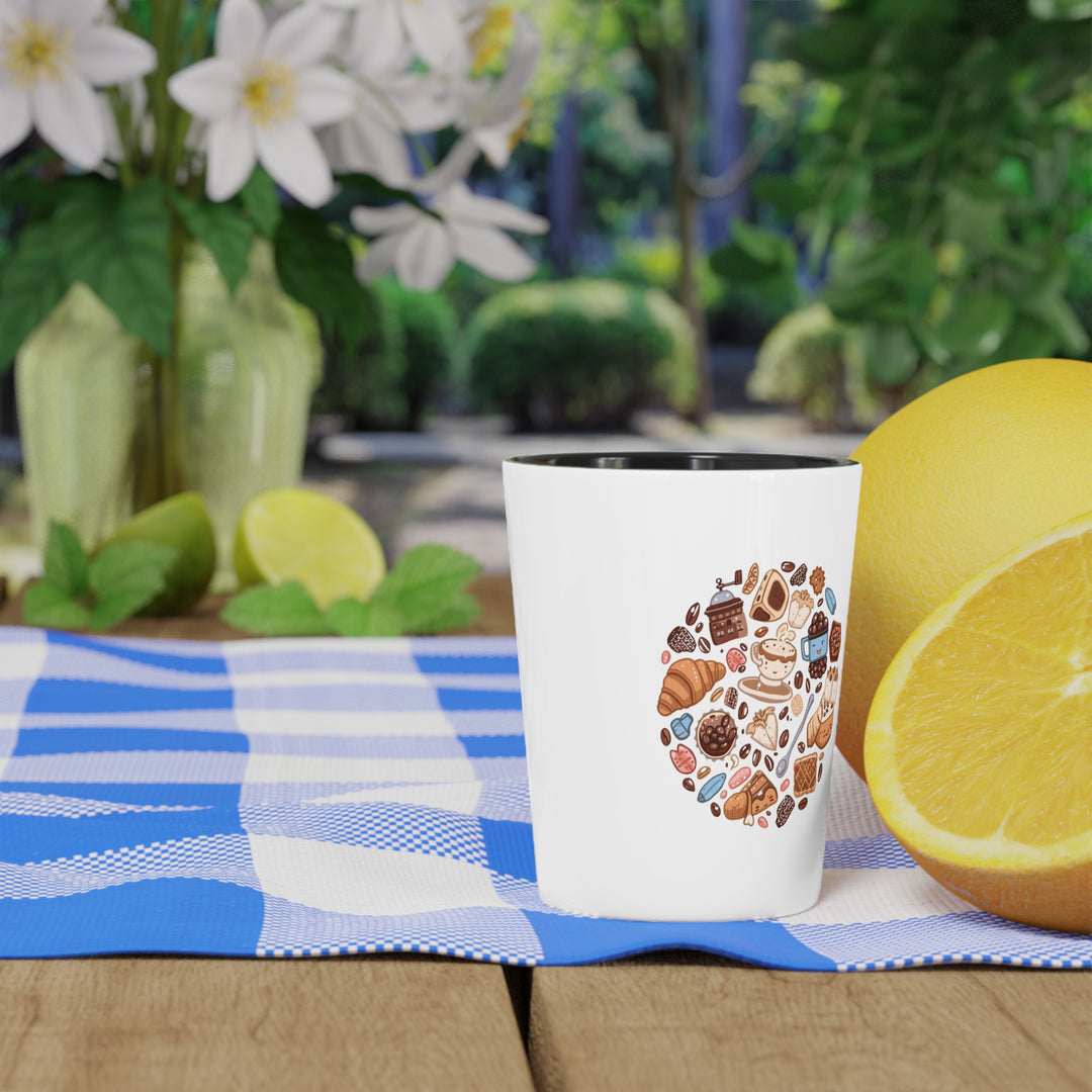 Personalized Cute Café Cartoon Shot Glass – Custom Coffee & Dessert Art