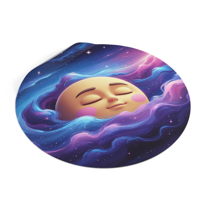 Custom Round Vinyl Sticker – Dreamy Galaxy Moon | Waterproof & Trendy