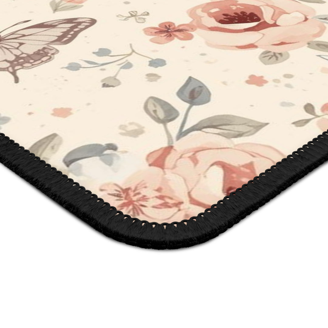 Floral Gaming Mouse Pad – Pastel Roses & Butterflies, XL Precision Mat