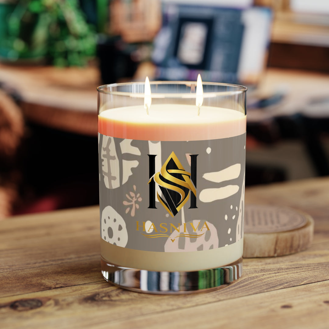 Boho Chic 11oz Scented Candle – Abstract Botanical Soy, 65hr Burn – Gift