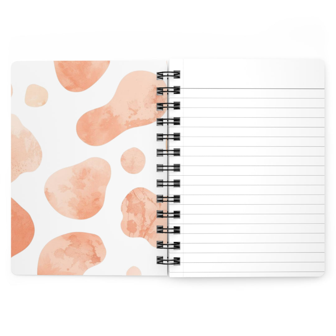 Trendy Spiral Bound Journal – Black Blush Abstract Watercolor, Customizable