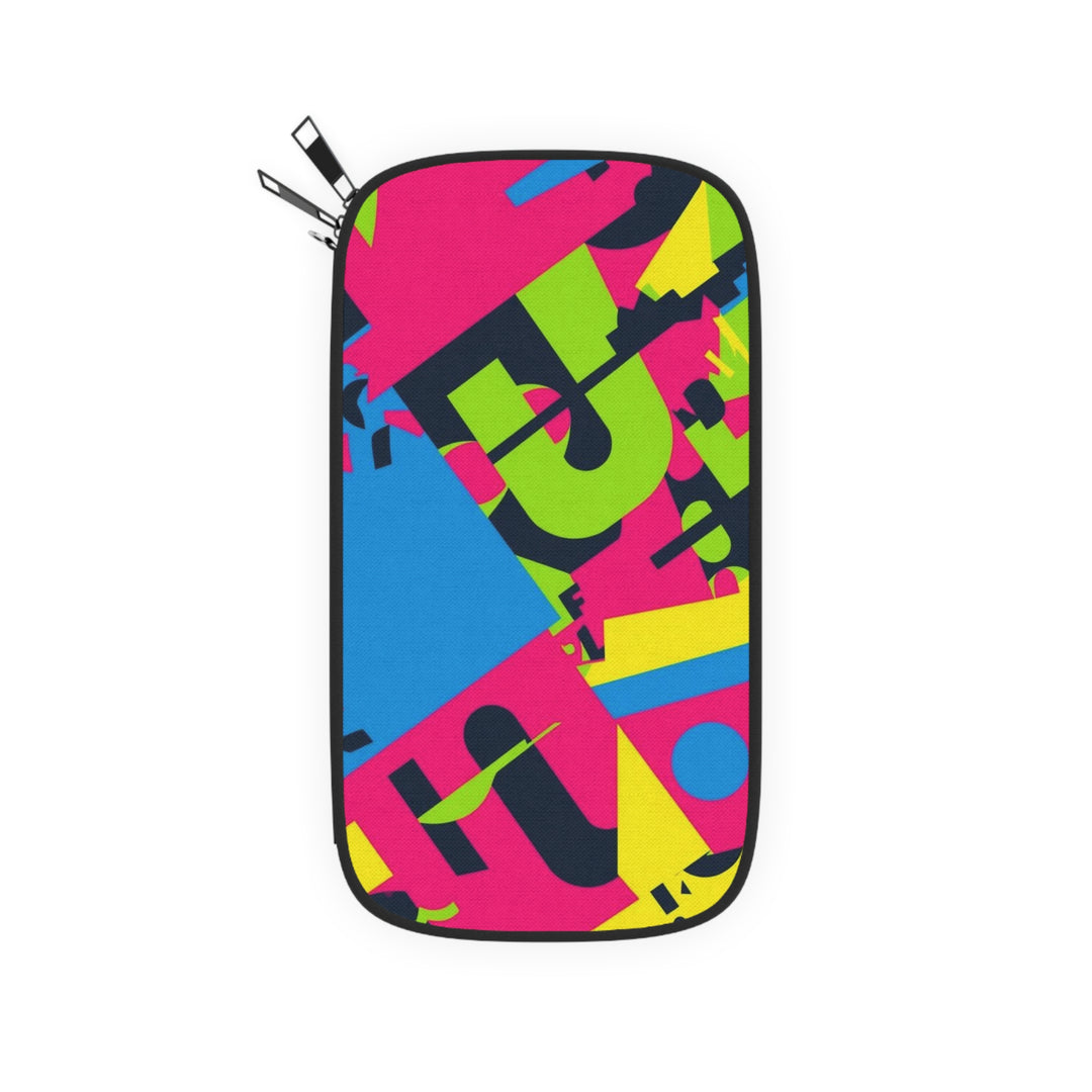 RFID Passport Wallet – Neon Geometric Vegan Leather, Stylish Travel Organizer