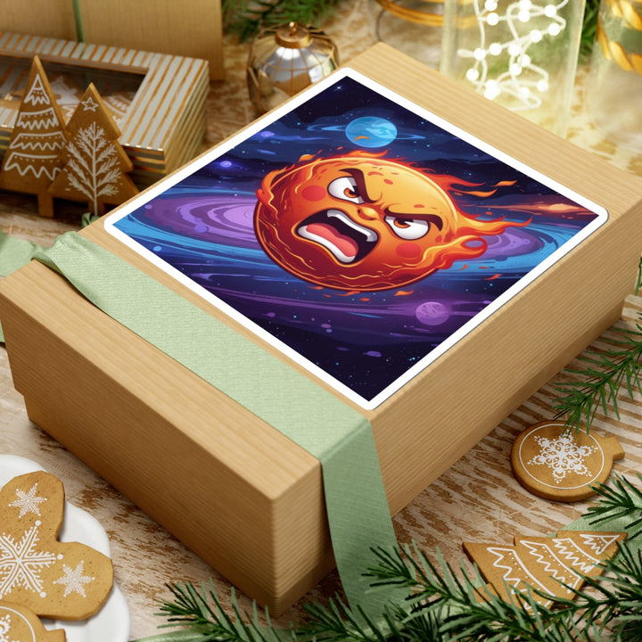 Fiery Cosmic Sun Kiss-Cut Sticker – Bold, Vibrant, Trendy Vinyl Decal