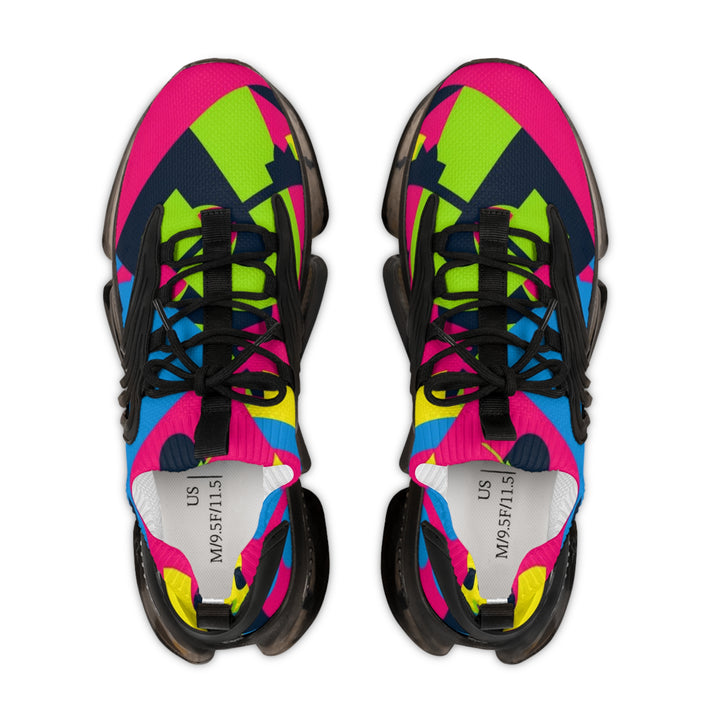 Men's Mesh Sneakers – Vibrant Geometric Modern Comfort, Memory Foam Sole