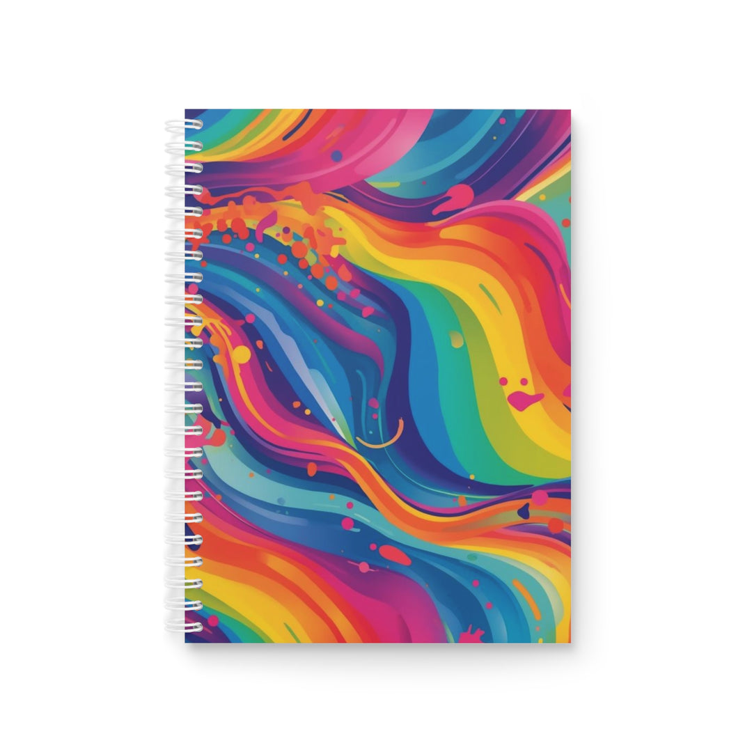 Customizable Spiral Notebook – Artistic Rainbow Waves, Trendy & Unique