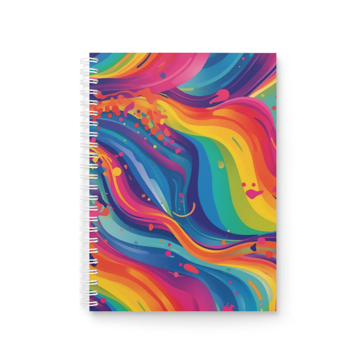 Customizable Spiral Notebook – Artistic Rainbow Waves, Trendy & Unique