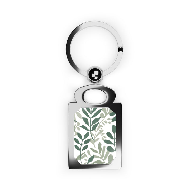 Rectangle Photo Keyring – Botanical Green Foliage, Personalized Gift