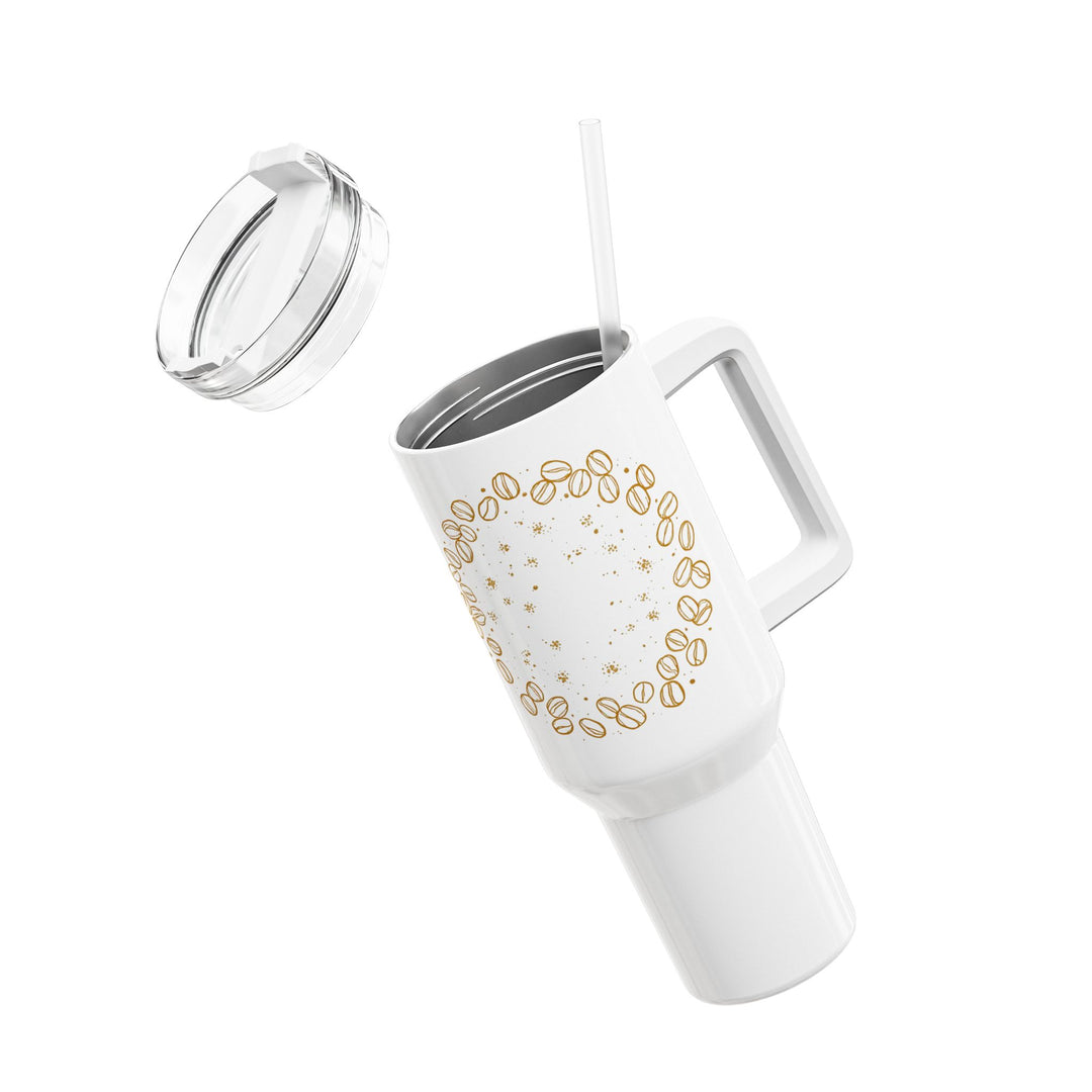 40oz Coffee Bean Insulated Tumbler – Trendy Black, Artistic Café Vibes