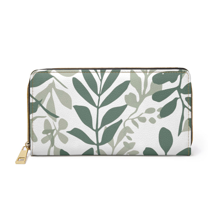 Personalized Zipper Wallet – Modern Botanical Faux Leather, Secure & Stylish