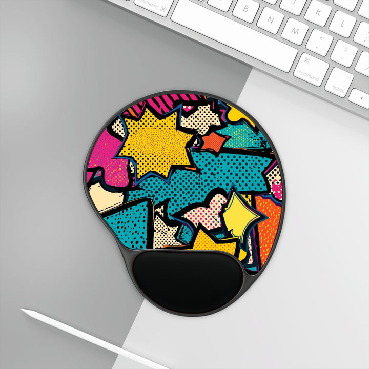Ergonomic Memory Foam Mouse Pad with Wrist Rest – Pop Art Comic Desk Pad