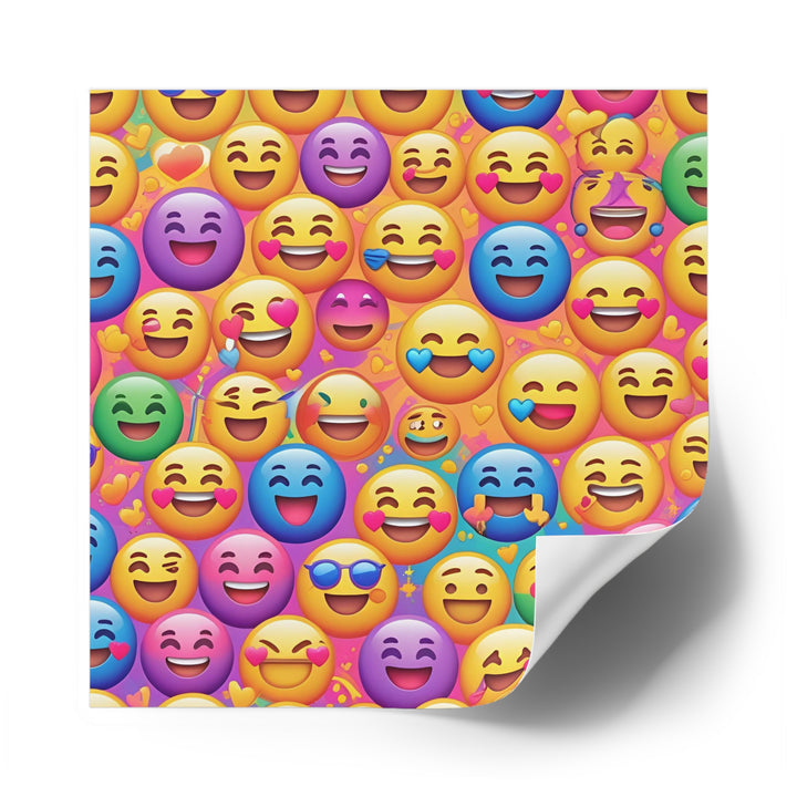 Vibrant Emoji Pattern Laminate Square Stickers – Durable, Fun & Trendy!