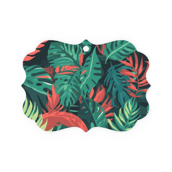Double-Sided Metal Plaque Ornament – Tropical Leaf Jungle Decor, Glossy Finish