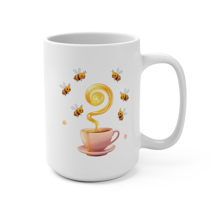 15oz Cute Bee & Honey Mug – Pastel Pink Ceramic Coffee & Tea Cup Gift