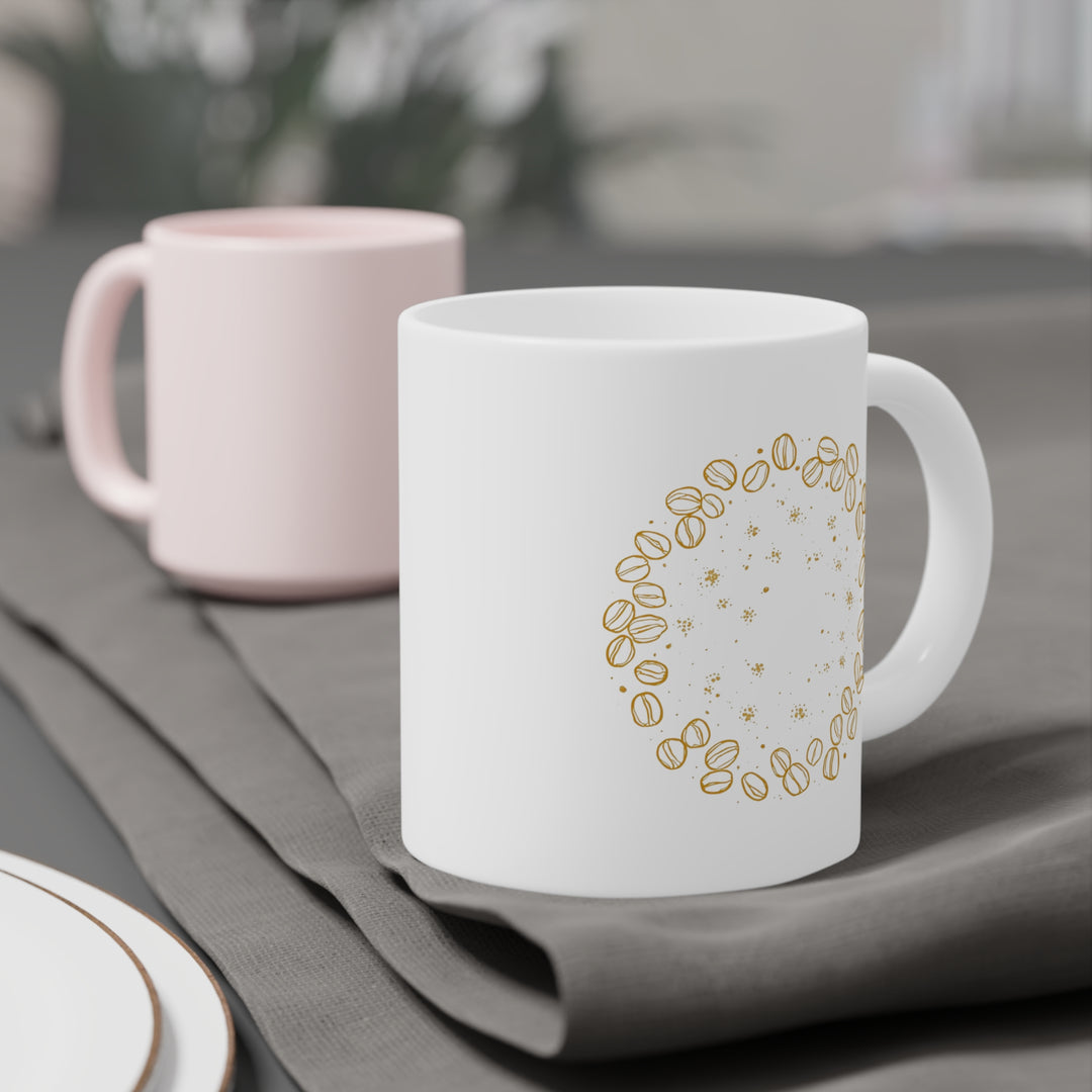 Personalized Ceramic Mug - Hand-Drawn Coffee Beans | 11oz 15oz 20oz