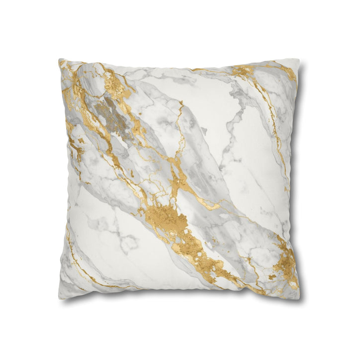 Marble Gold Faux Suede Square Pillowcase – Luxurious Modern Glam Accent