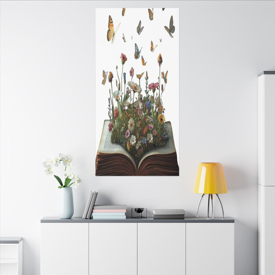 Magical Pop-Up Book Matte Canvas – Whimsical Wildflowers & Butterflies Art